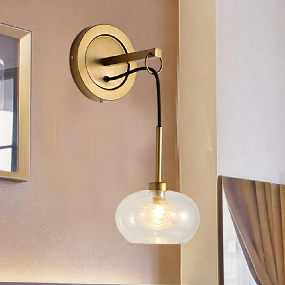 DecorBites™ Modernist Oval Amber/White Glass Sconce with Brass Finish - Wall Mounted 1-Light Drop Lamp