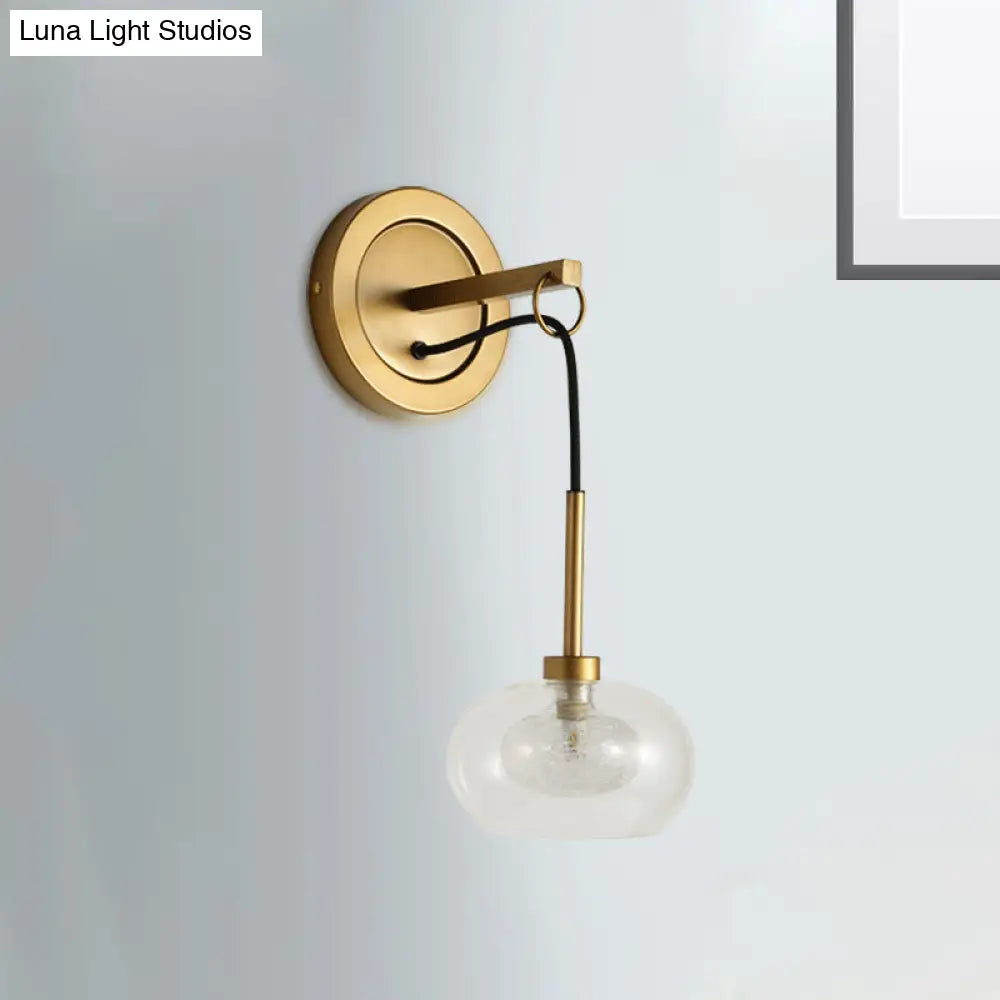 DecorBites™ Modernist Oval Amber/White Glass Sconce with Brass Finish - Wall Mounted 1-Light Drop Lamp