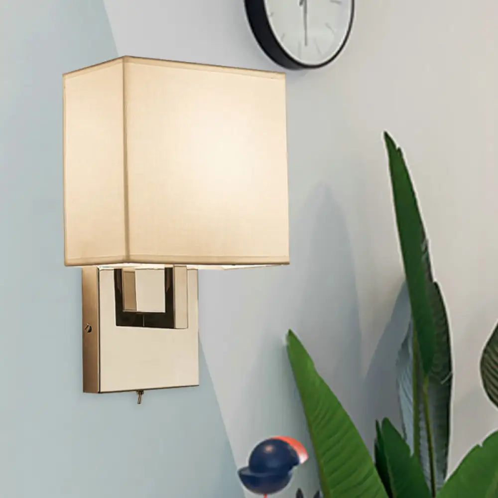 DecorBites™ Modernist Square Sconce Light Fixture in White for Bedroom Wall Lighting
