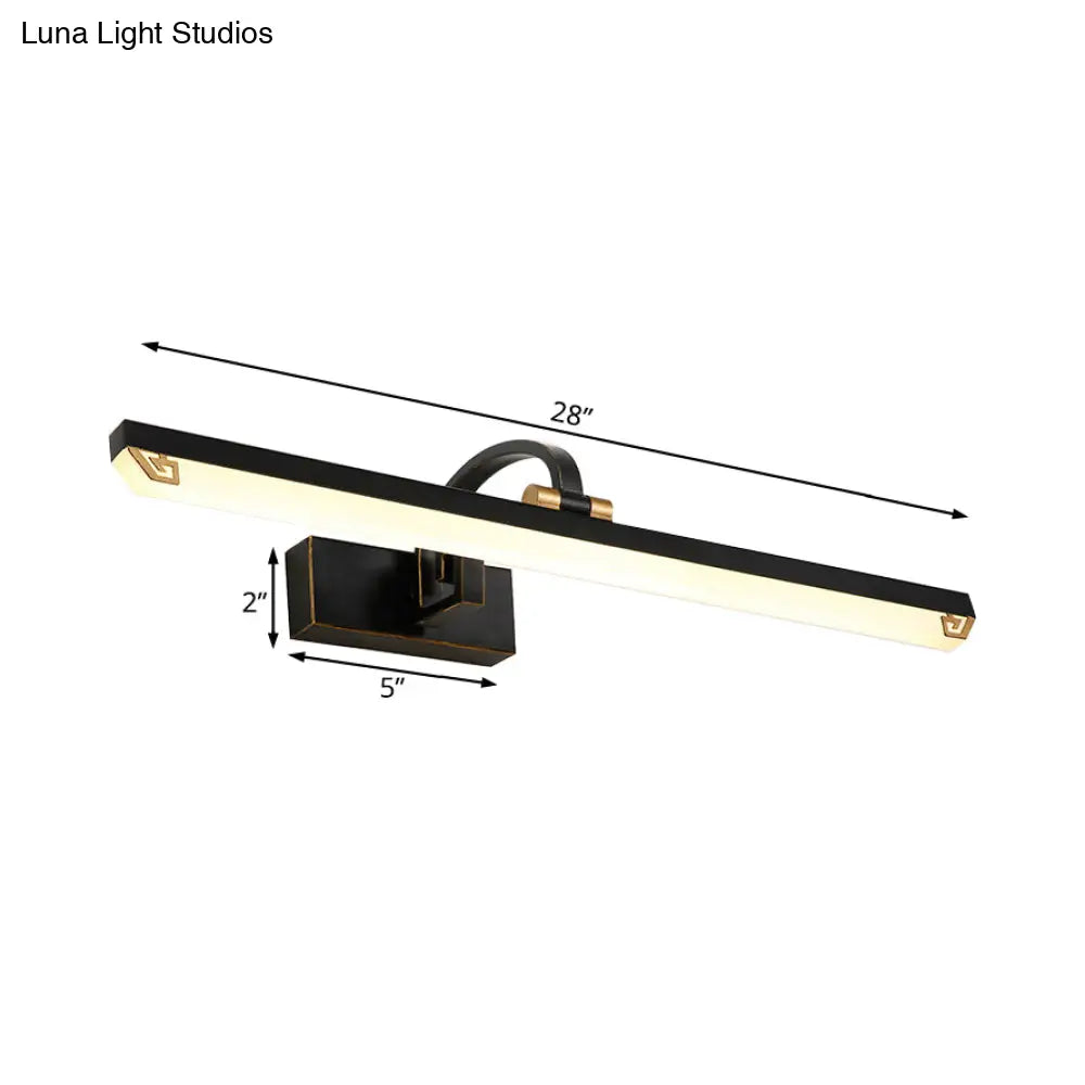 DecorBites™ Modernist Style Black Finish Linear Vanity Light: 16"/22" wide LED Acrylic and Metal Wall Lamp for Bathroom - Warm/White Lighting