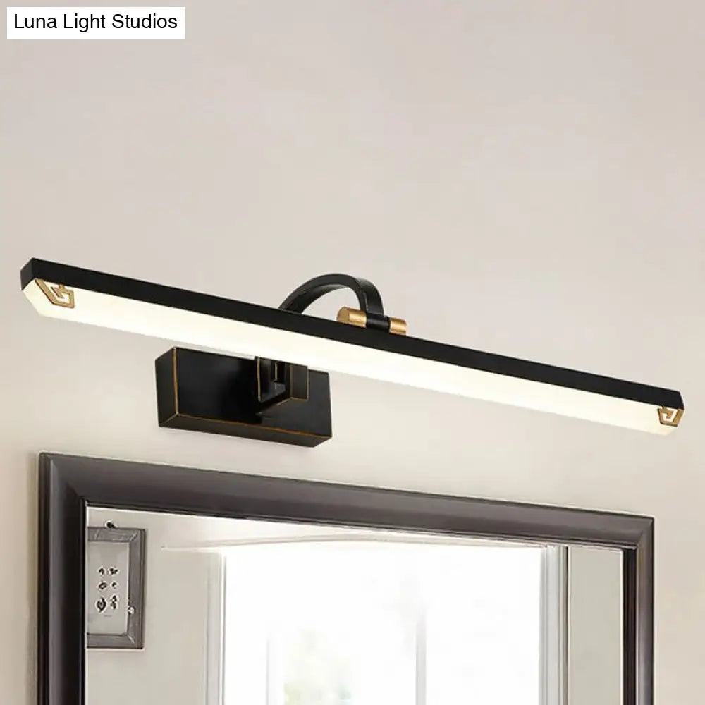 DecorBites™ Modernist Style Black Finish Linear Vanity Light: 16"/22" wide LED Acrylic and Metal Wall Lamp for Bathroom - Warm/White Lighting
