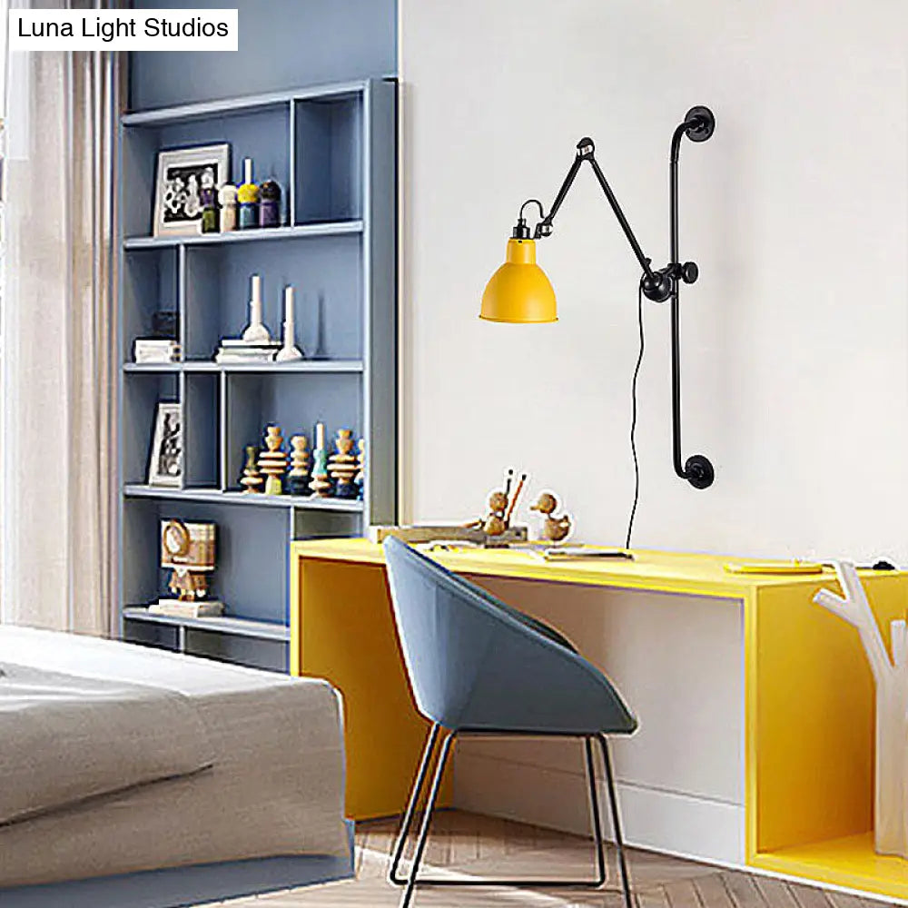DecorBites™ Modernist Style Black/White Dome Shade Wall Light with Adjustable Metal Lamp - Ideal for Dining Room