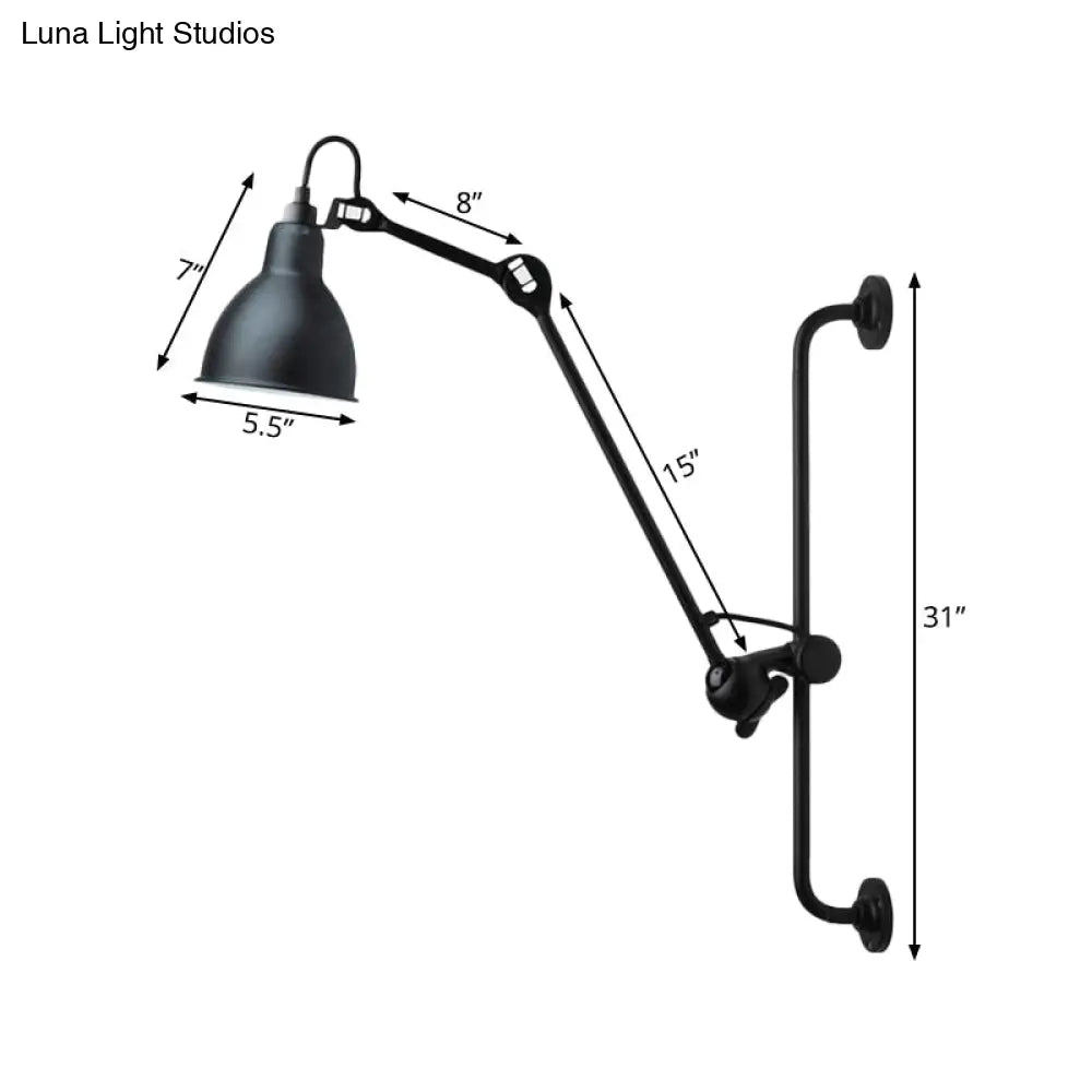 DecorBites™ Modernist Style Black/White Dome Shade Wall Light with Adjustable Metal Lamp - Ideal for Dining Room
