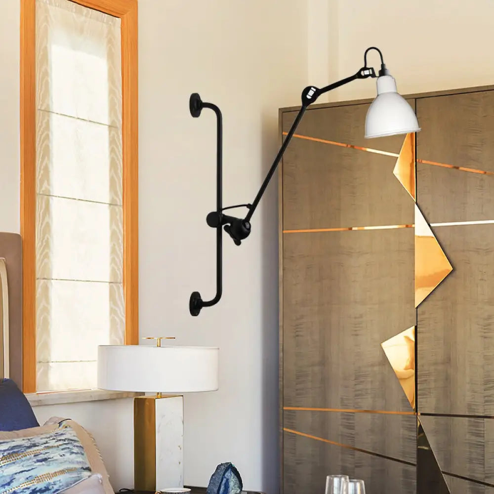 DecorBites™ Modernist Style Black/White Dome Shade Wall Light with Adjustable Metal Lamp - Ideal for Dining Room