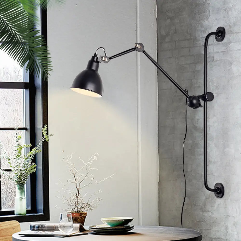 DecorBites™ Modernist Style Black/White Dome Shade Wall Light with Adjustable Metal Lamp - Ideal for Dining Room