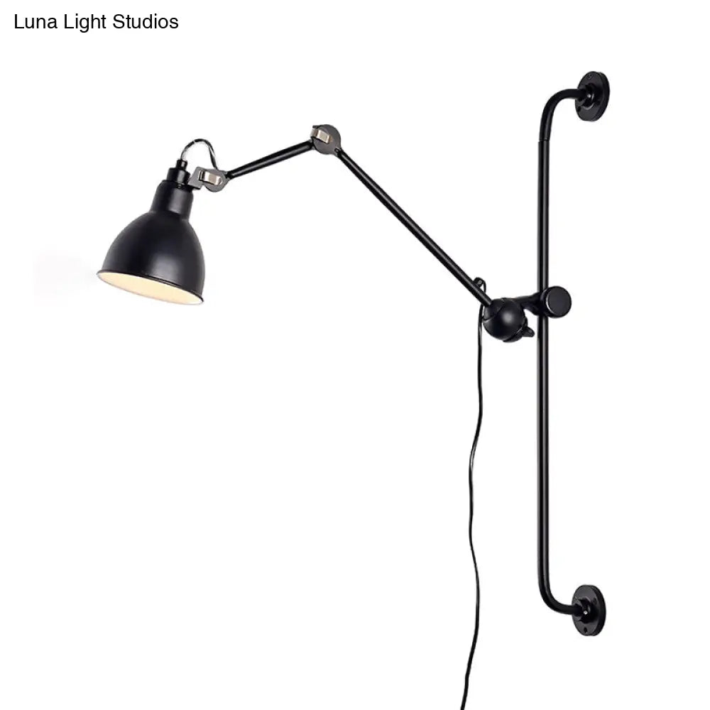 DecorBites™ Modernist Style Black/White Dome Shade Wall Light with Adjustable Metal Lamp - Ideal for Dining Room