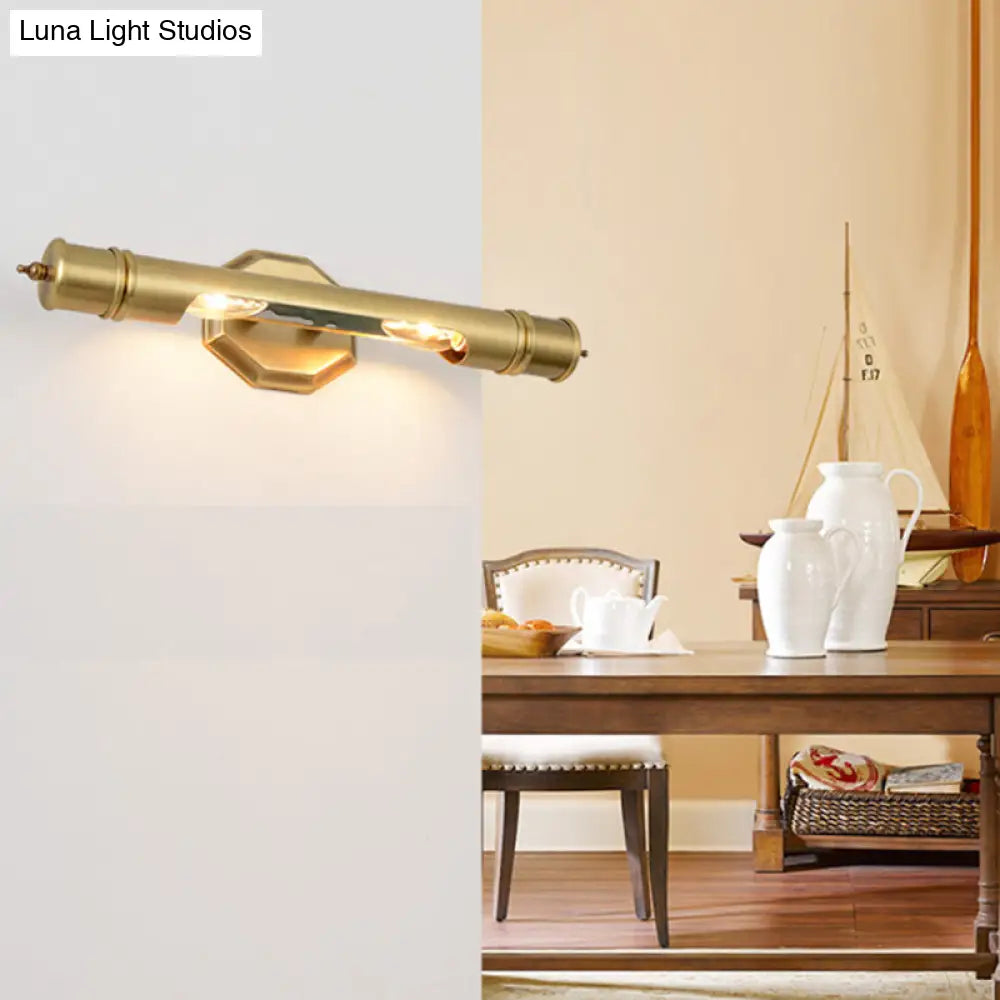 DecorBites™ Modernist Style Gold Tube Vanity Lighting: 14"/18" Wide 2-Head Metal Wall Light Fixture for Corridor