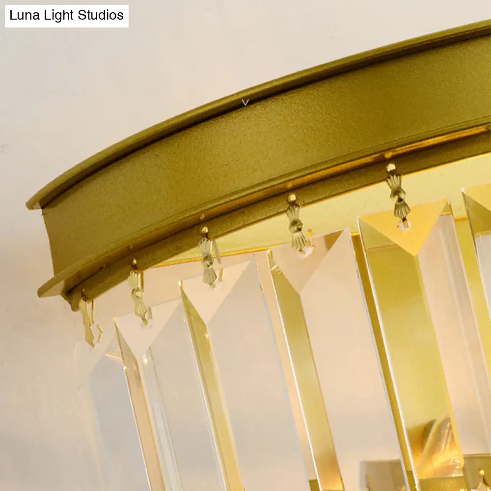 DecorBites™ Modernist Style Gold Wall Lamp with Clear Faceted Crystal and 2 Bulbs - Elegant Wall Light Fixture