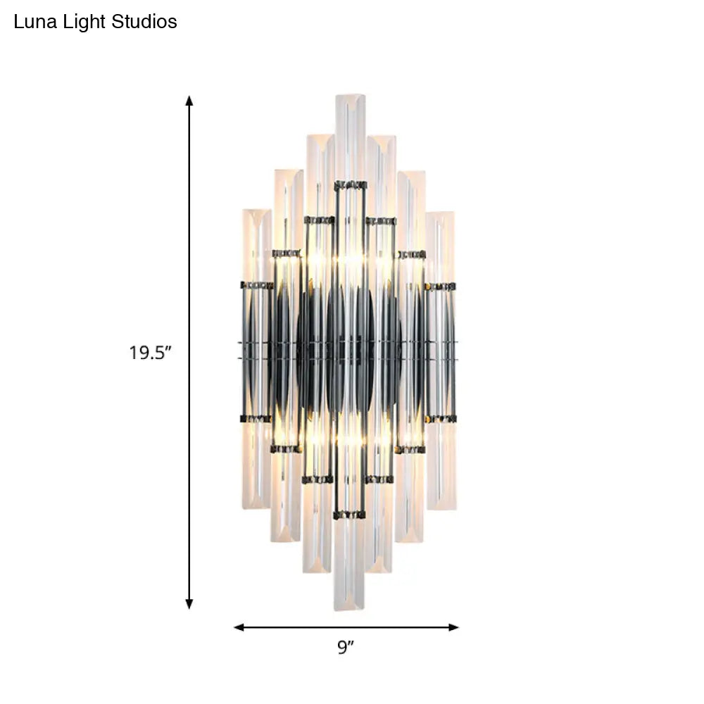 DecorBites™ Modernist Tubular Wall Lighting with Clear Crystal, 2 Lights, Chrome Finish - Living Room Wall Fixture