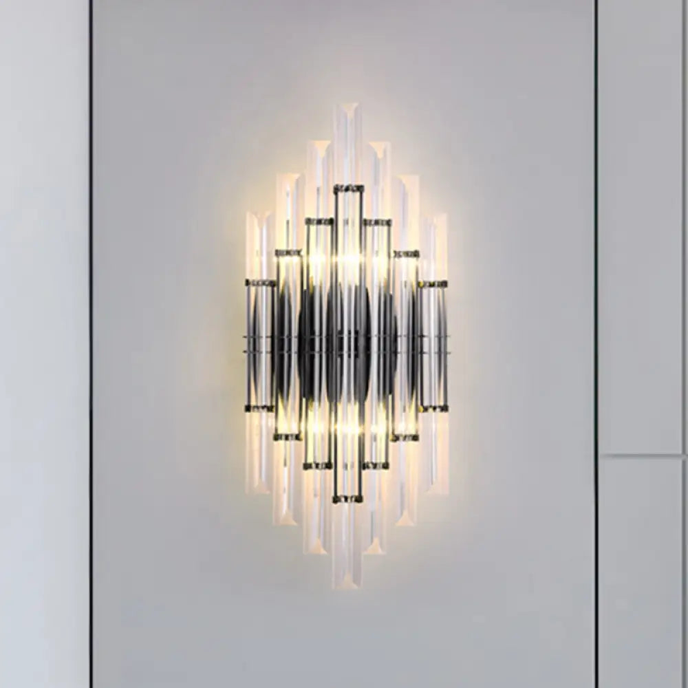 DecorBites™ Modernist Tubular Wall Lighting with Clear Crystal, 2 Lights, Chrome Finish - Living Room Wall Fixture