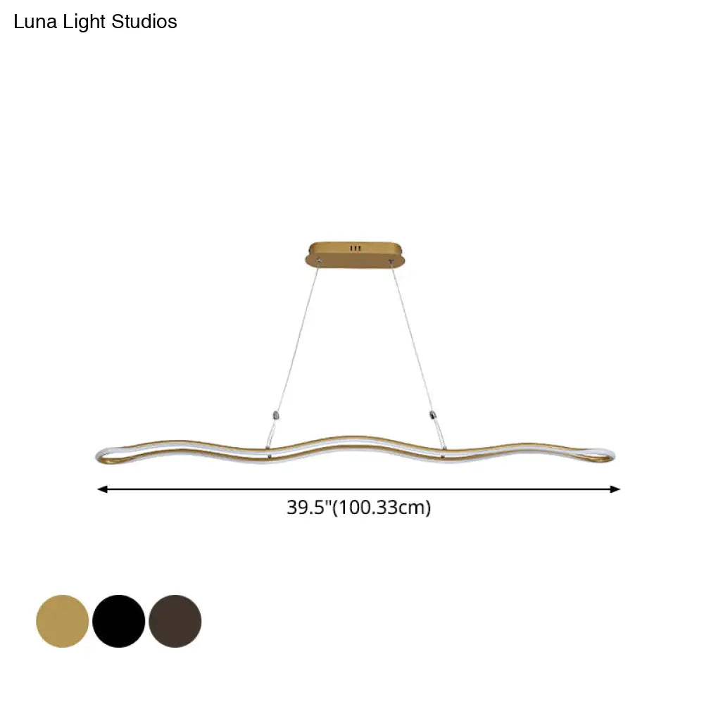DecorBites™ Modernist Wavy Strip LED Island Pendant - Acrylic Dining Room Hanging Lamp Kit