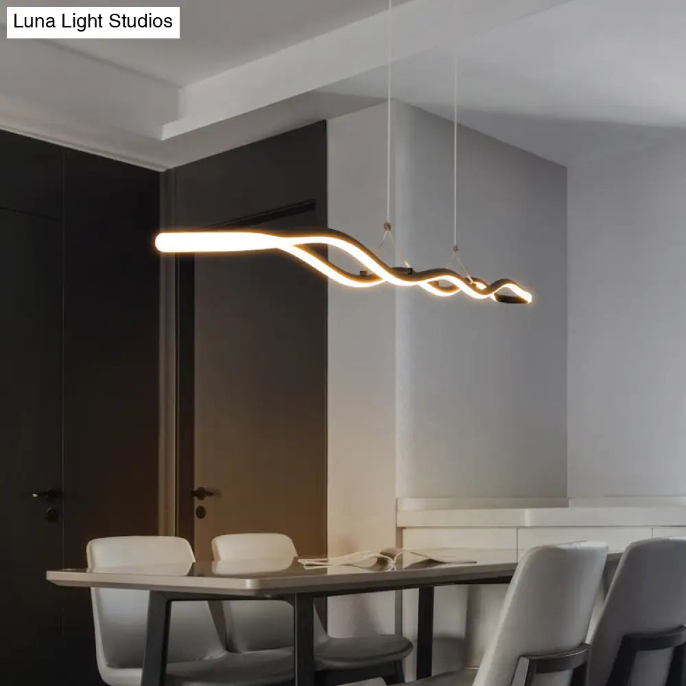 DecorBites™ Modernist Wavy Strip LED Island Pendant - Acrylic Dining Room Hanging Lamp Kit