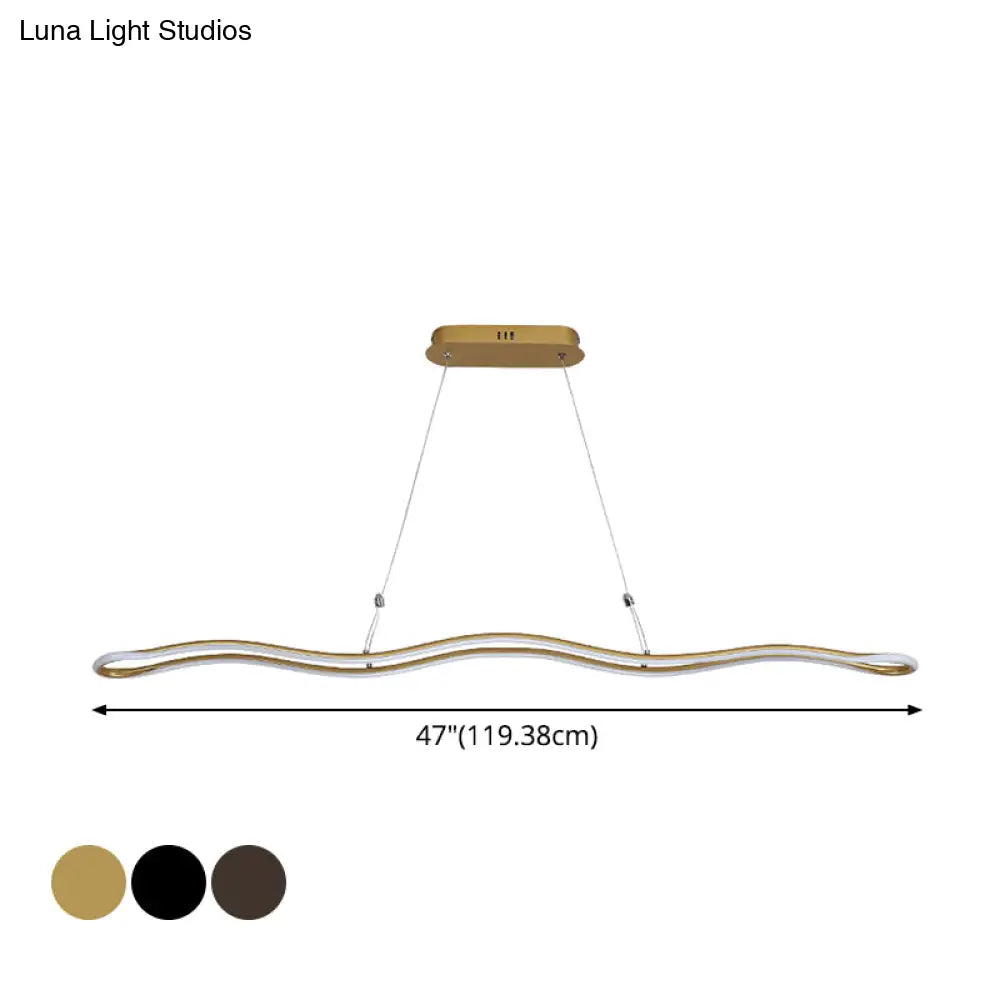 DecorBites™ Modernist Wavy Strip LED Island Pendant - Acrylic Dining Room Hanging Lamp Kit