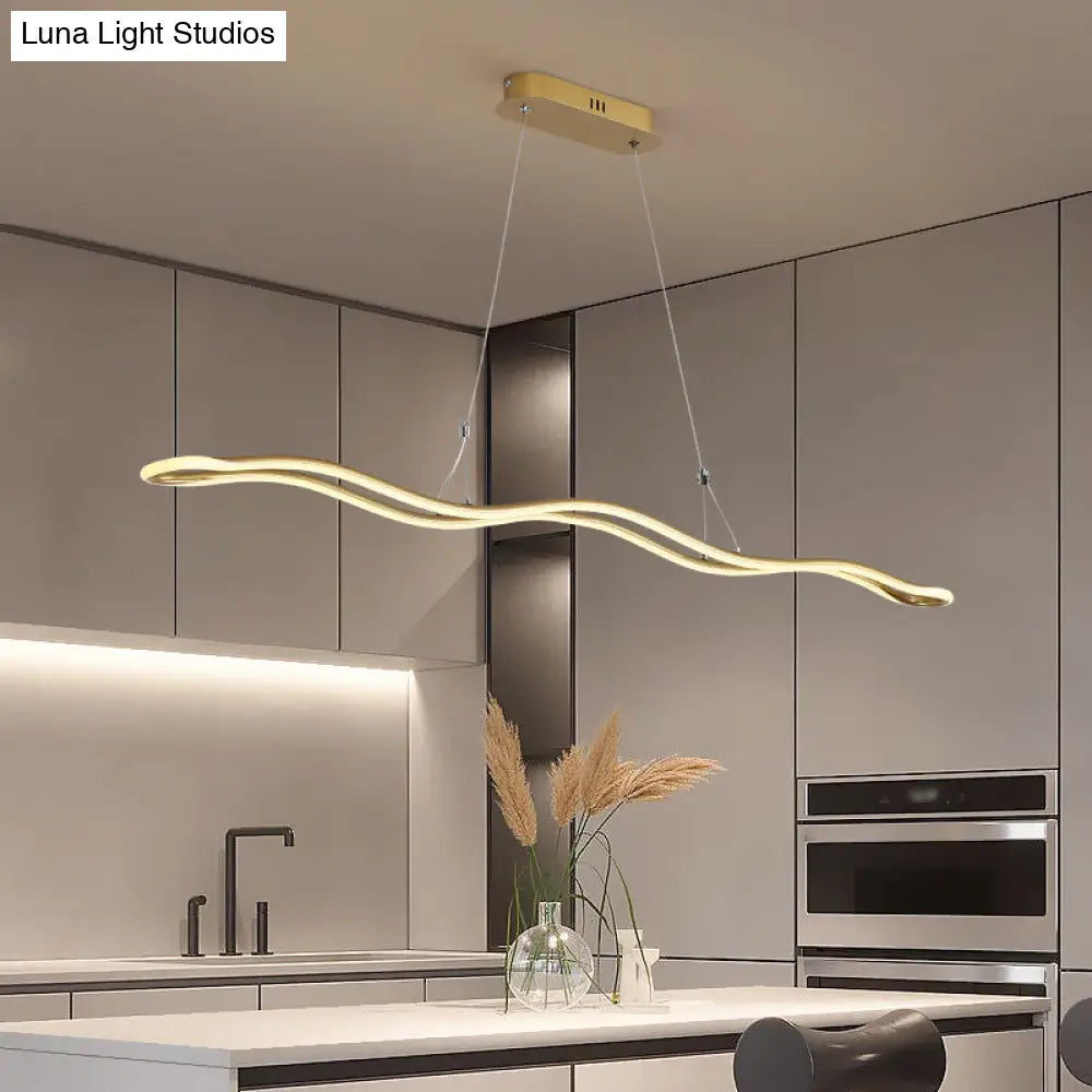DecorBites™ Modernist Wavy Strip LED Island Pendant - Acrylic Dining Room Hanging Lamp Kit