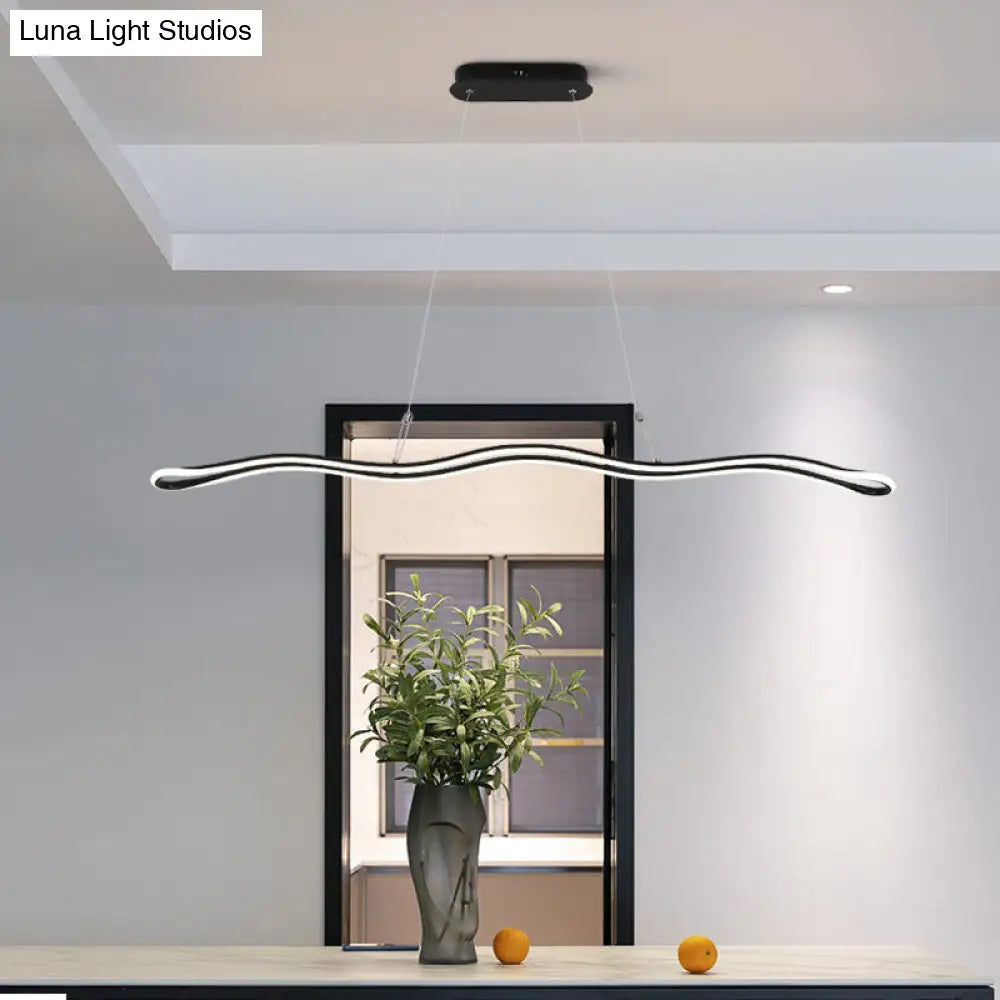 DecorBites™ Modernist Wavy Strip LED Island Pendant - Acrylic Dining Room Hanging Lamp Kit
