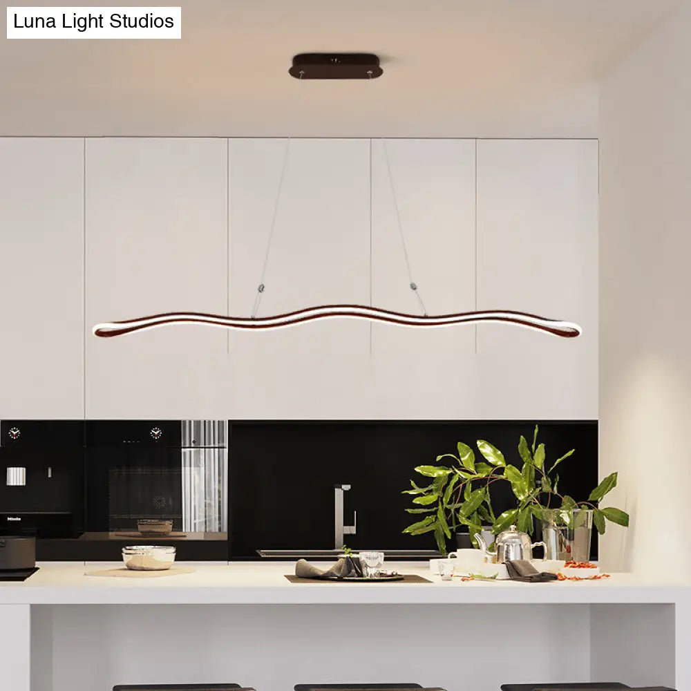 DecorBites™ Modernist Wavy Strip LED Island Pendant - Acrylic Dining Room Hanging Lamp Kit