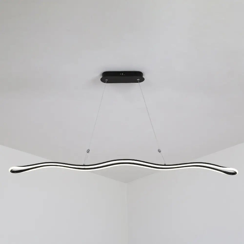 DecorBites™ Modernist Wavy Strip LED Island Pendant - Acrylic Dining Room Hanging Lamp Kit