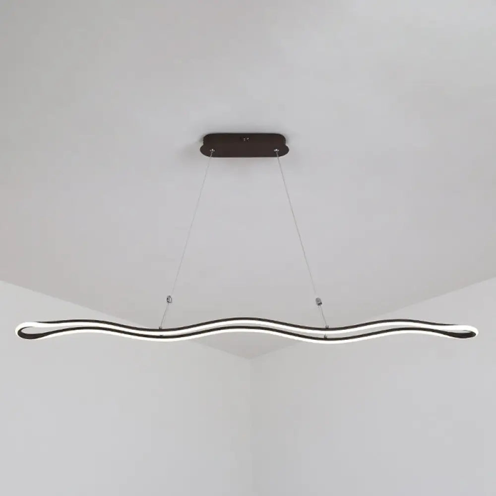 DecorBites™ Modernist Wavy Strip LED Island Pendant - Acrylic Dining Room Hanging Lamp Kit