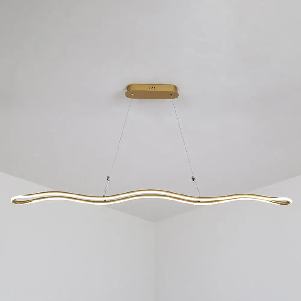 DecorBites™ Modernist Wavy Strip LED Island Pendant - Acrylic Dining Room Hanging Lamp Kit
