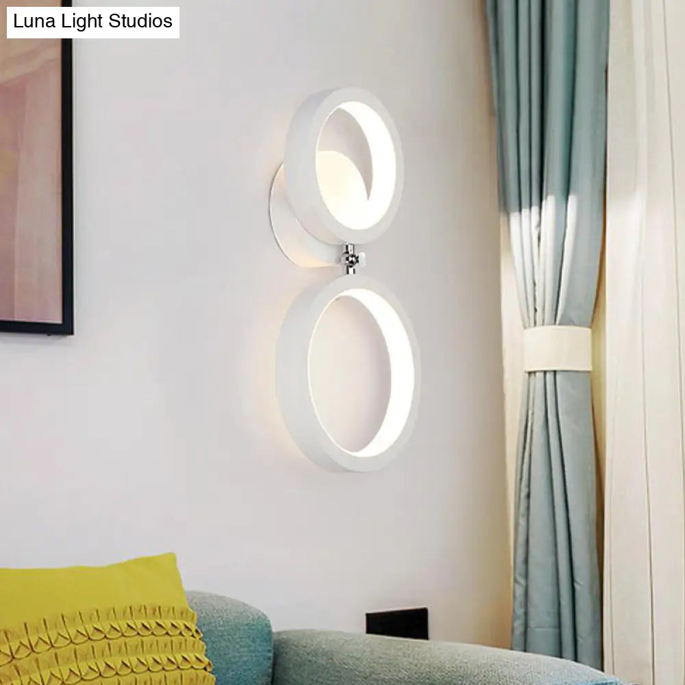 DecorBites™ Modernist White Halo Ring Wall Sconce Light - Metal LED Wall Lamp for Corners