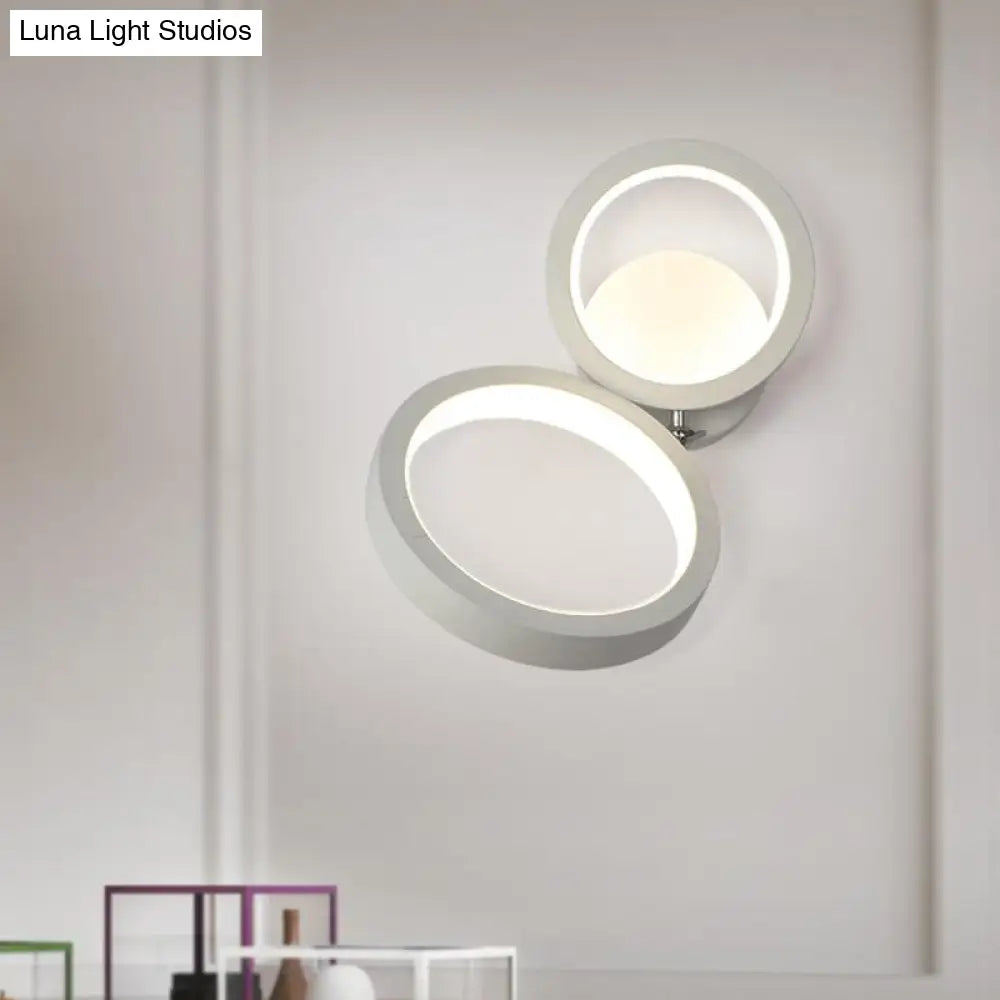 DecorBites™ Modernist White Halo Ring Wall Sconce Light - Metal LED Wall Lamp for Corners