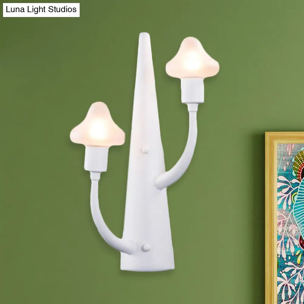 DecorBites™ Modernist White LED Wall Lamp with Mushroom Opal Glass Shade - 2/3 Lights Living Room Sconce