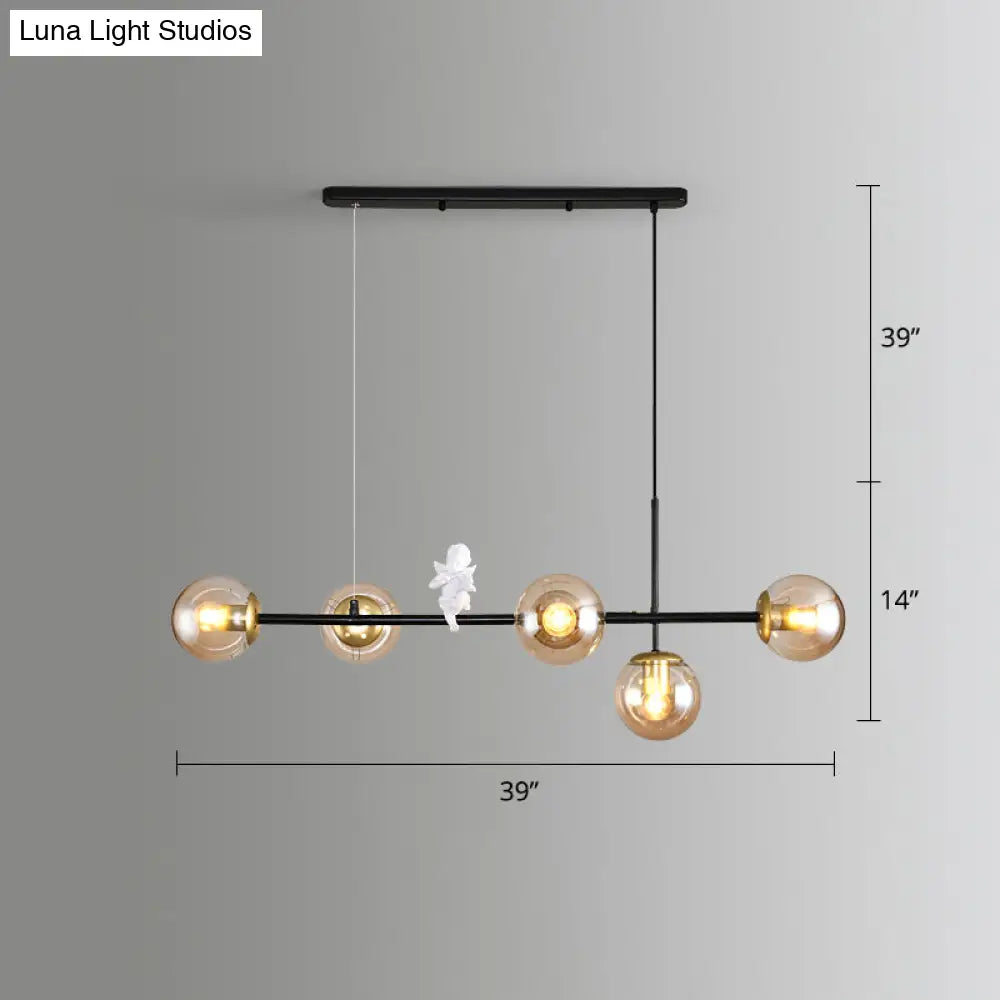 DecorBites™ Modo Island Glass 5-Light Pendant Light for Restaurants