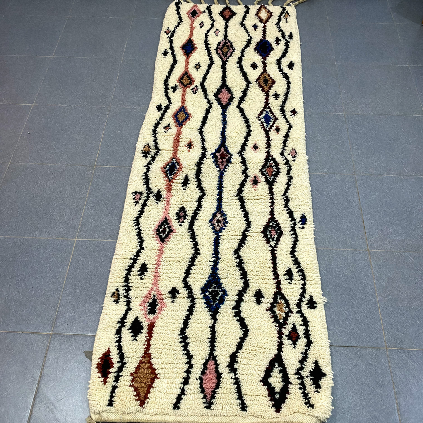 DecorBites™ Moroccan Handmade Beni Ouarain Rug 2.5m x 0.7m