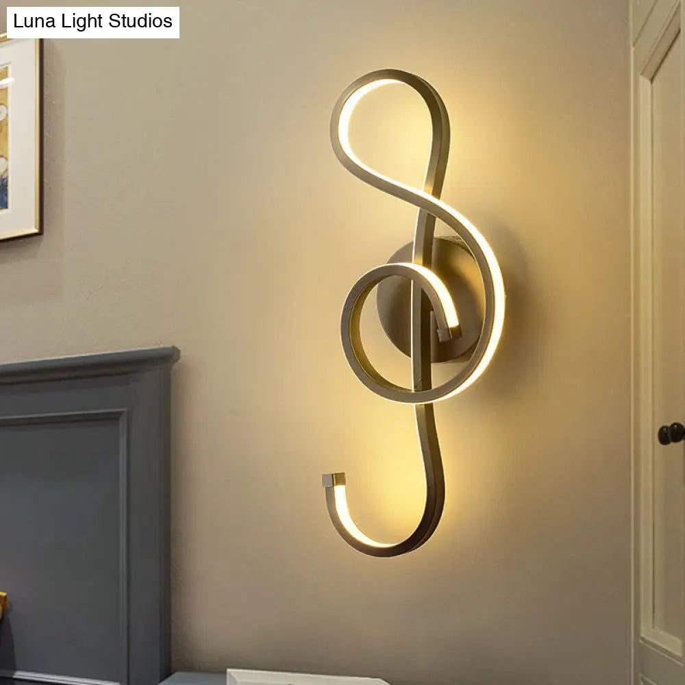 DecorBites™ Musical Note Wall Mounted Lamp: Modernist Iron Sconce with LED Surface in Black/White - Warm/White Light