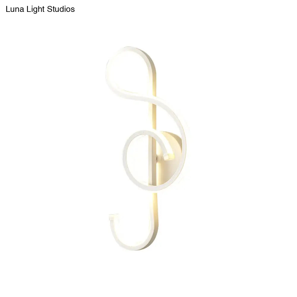 DecorBites™ Musical Note Wall Mounted Lamp: Modernist Iron Sconce with LED Surface in Black/White - Warm/White Light