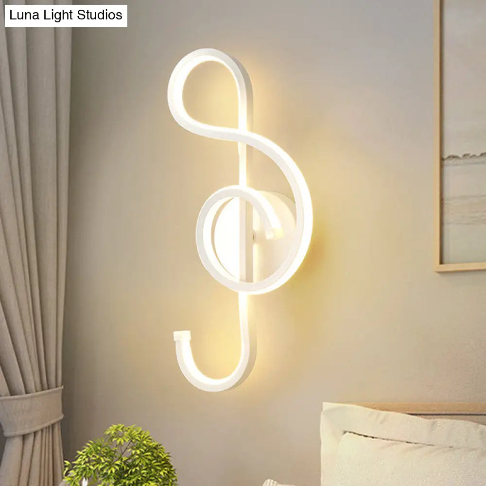 DecorBites™ Musical Note Wall Mounted Lamp: Modernist Iron Sconce with LED Surface in Black/White - Warm/White Light