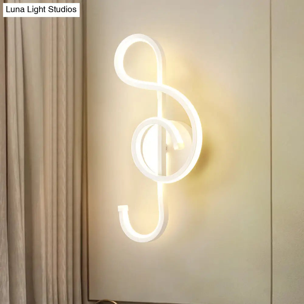 DecorBites™ Musical Note Wall Mounted Lamp: Modernist Iron Sconce with LED Surface in Black/White - Warm/White Light
