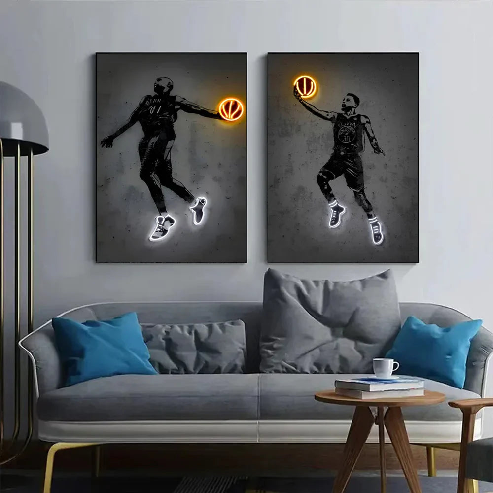 DecorBites™ Neon Sports Stars Wall Art Print