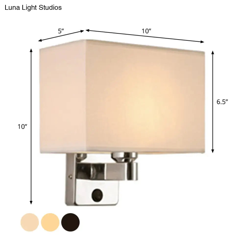 DecorBites™ Nordic 1-Light Bedroom Wall Lamp with Chrome Sconce and Oval/Square Fabric Shade (Black/White/Beige)