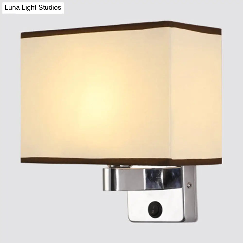 DecorBites™ Nordic 1-Light Bedroom Wall Lamp with Chrome Sconce and Oval/Square Fabric Shade (Black/White/Beige)