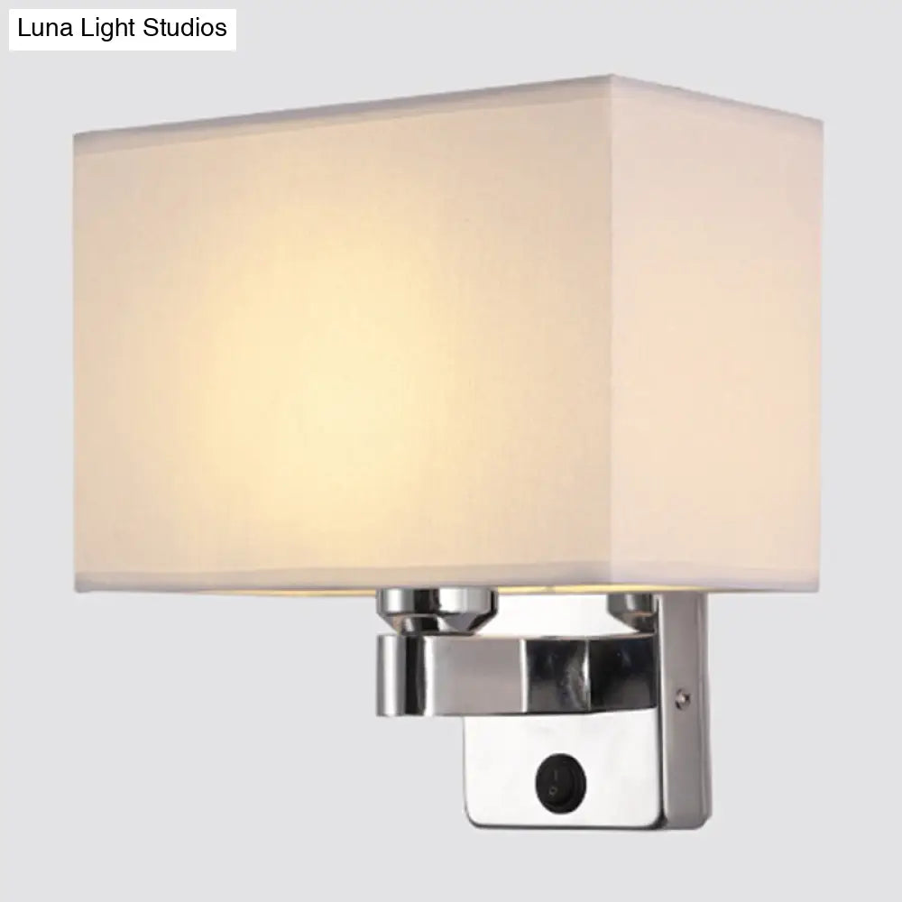 DecorBites™ Nordic 1-Light Bedroom Wall Lamp with Chrome Sconce and Oval/Square Fabric Shade (Black/White/Beige)
