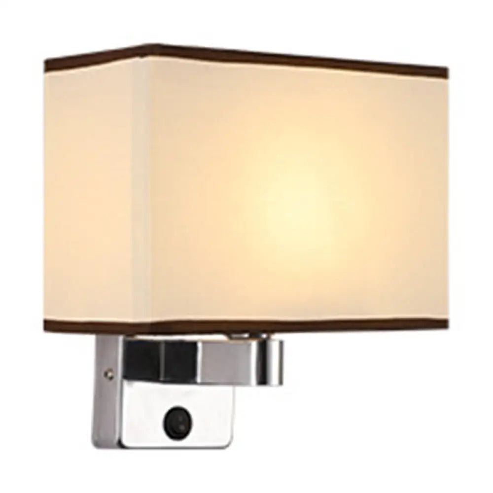 DecorBites™ Nordic 1-Light Bedroom Wall Lamp with Chrome Sconce and Oval/Square Fabric Shade (Black/White/Beige)
