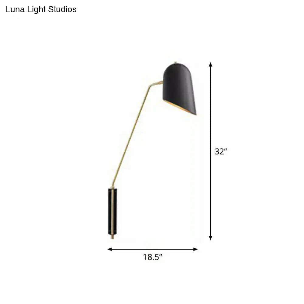 DecorBites™ Nordic Black Wall Sconce with Bedside Reading Light and Metal Shade