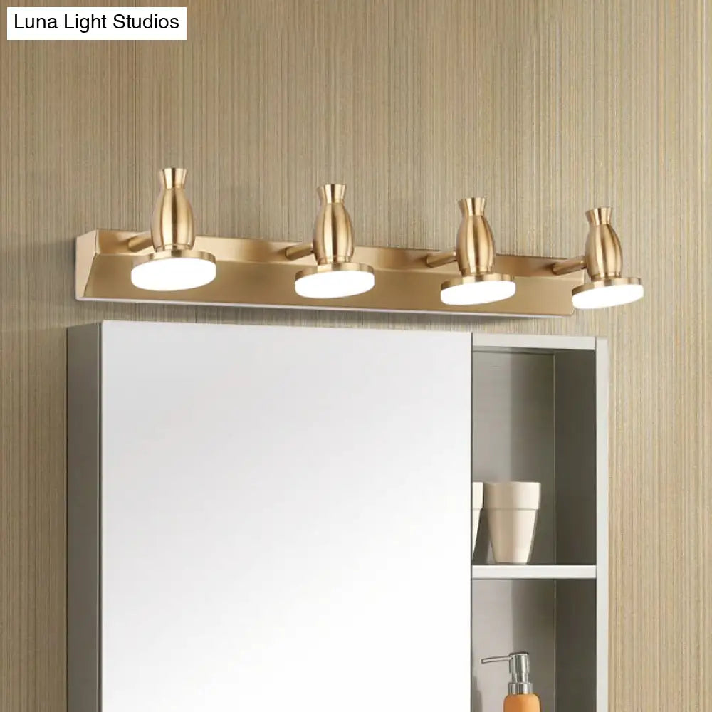 DecorBites™ Nordic Brass Wall Lighting - 4 Head Bathroom Vanity Lamp with Round Metal Shade in Warm/White Light