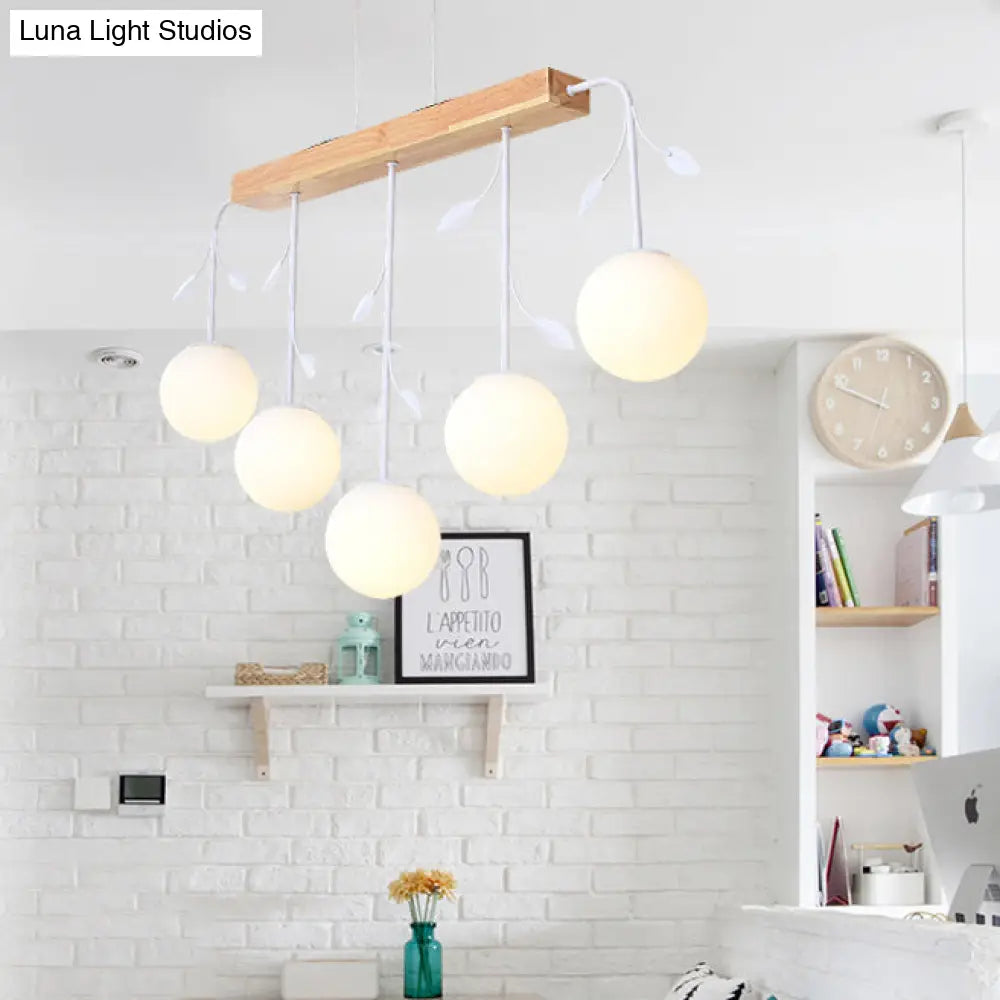 DecorBites™ Nordic Bubble Shade Island Wooden Hanging Lamp - 3/4/5 Lights, Perfect for Restaurants