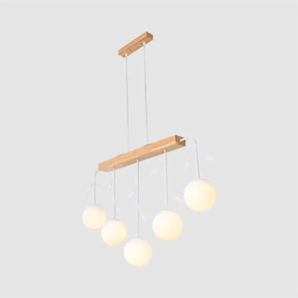 DecorBites™ Nordic Bubble Shade Island Wooden Hanging Lamp - 3/4/5 Lights, Perfect for Restaurants