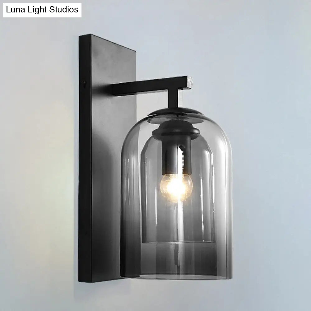 DecorBites™ Nordic Cloche Wall Lamp Glass 1 Head Bedroom Sconce Light in Black