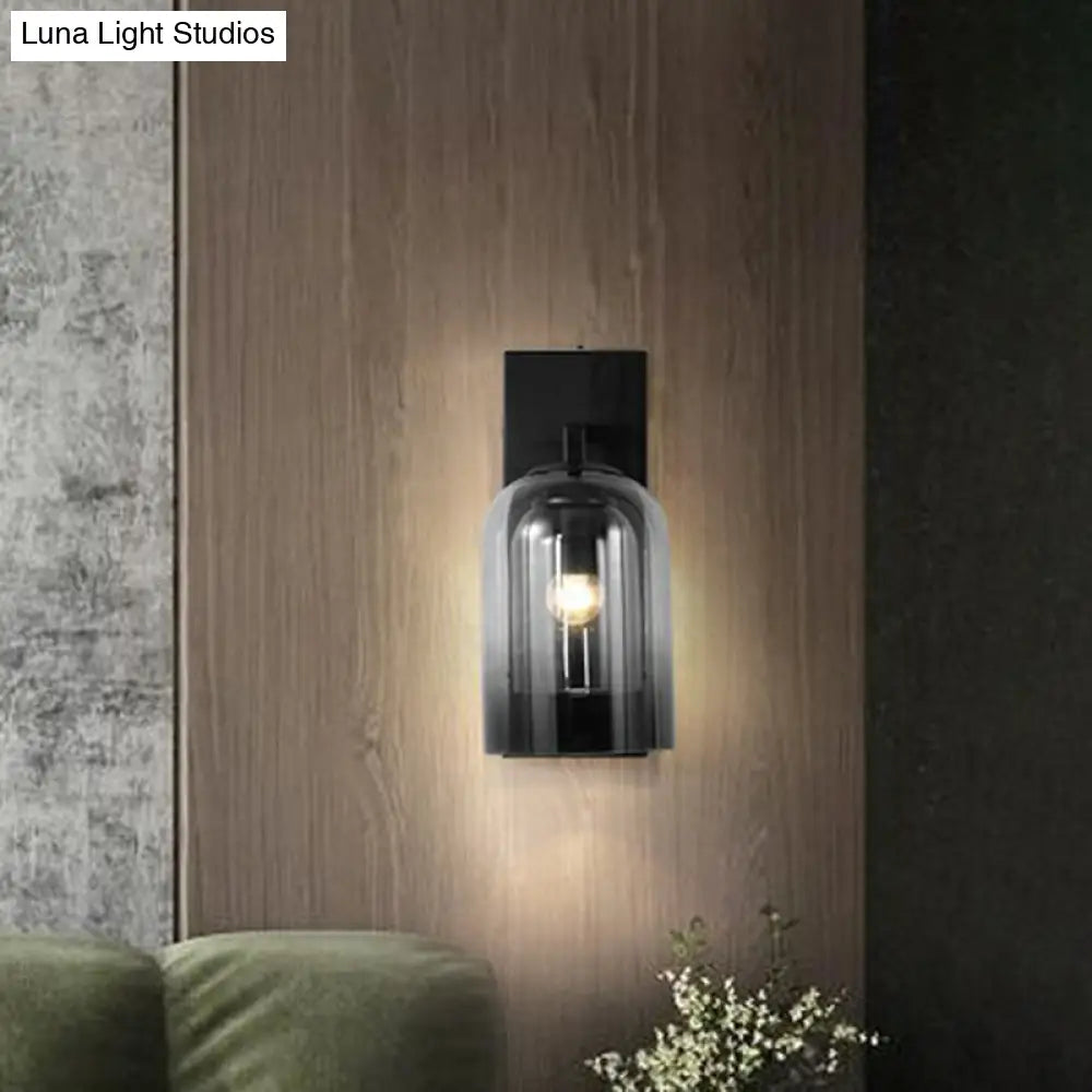 DecorBites™ Nordic Cloche Wall Lamp Glass 1 Head Bedroom Sconce Light in Black
