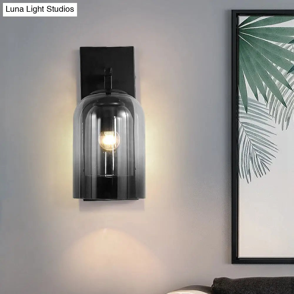 DecorBites™ Nordic Cloche Wall Lamp Glass 1 Head Bedroom Sconce Light in Black