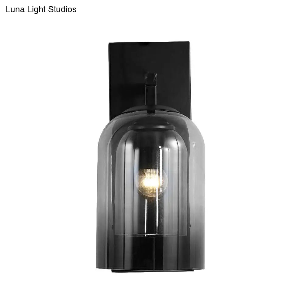 DecorBites™ Nordic Cloche Wall Lamp Glass 1 Head Bedroom Sconce Light in Black