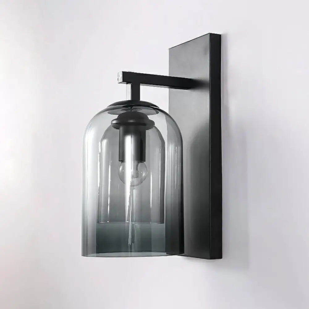 DecorBites™ Nordic Cloche Wall Lamp Glass 1 Head Bedroom Sconce Light in Black