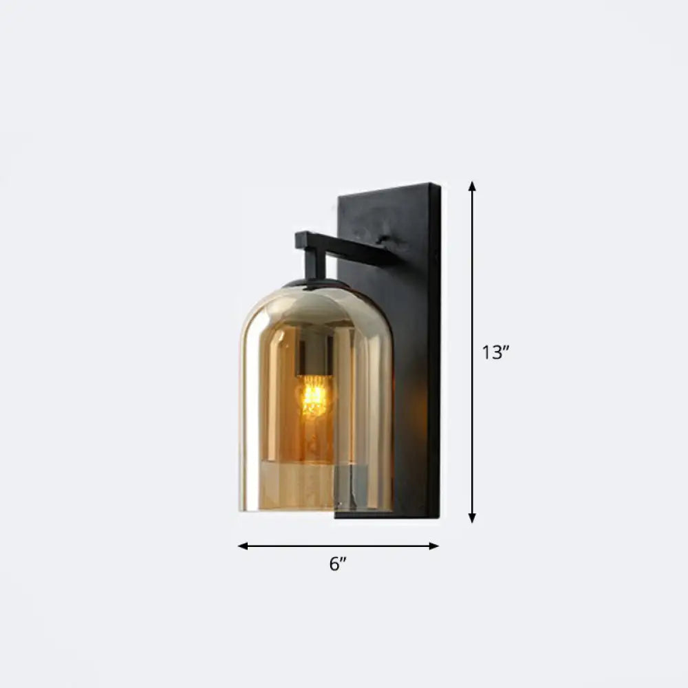 DecorBites™ Nordic Cloche Wall Lamp Glass 1 Head Bedroom Sconce Light in Black
