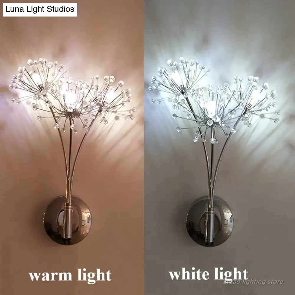 DecorBites™ Nordic Creative Crystal Flower Dandelion Wall Lamps for Bathroom Bedroom Bedside Lamp Living Room
