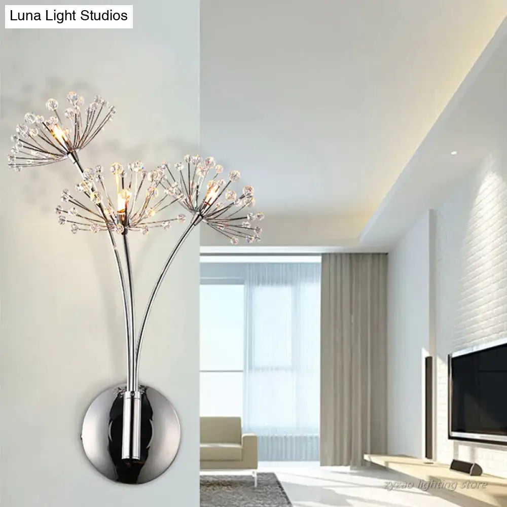 DecorBites™ Nordic Creative Crystal Flower Dandelion Wall Lamps for Bathroom Bedroom Bedside Lamp Living Room