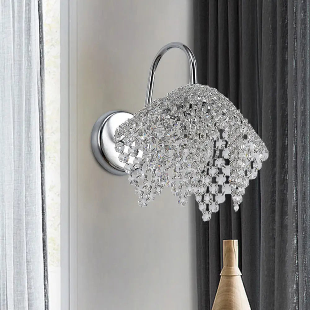 DecorBites™ Nordic Crystal Drip Wall Sconce Lighting in Chrome: 1-Light Wall Mount Fixture